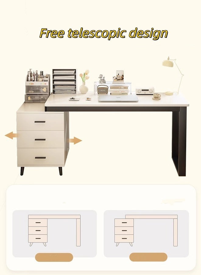 JCB CHIC 120cm Ergonomic  Writing Desk with 3 Drawers & Storage，Minimalist Workstation  Computer Desk for Gaming & Writing，Extension Modern Wooden Study Table for Home, Living Room & Office - Image 4